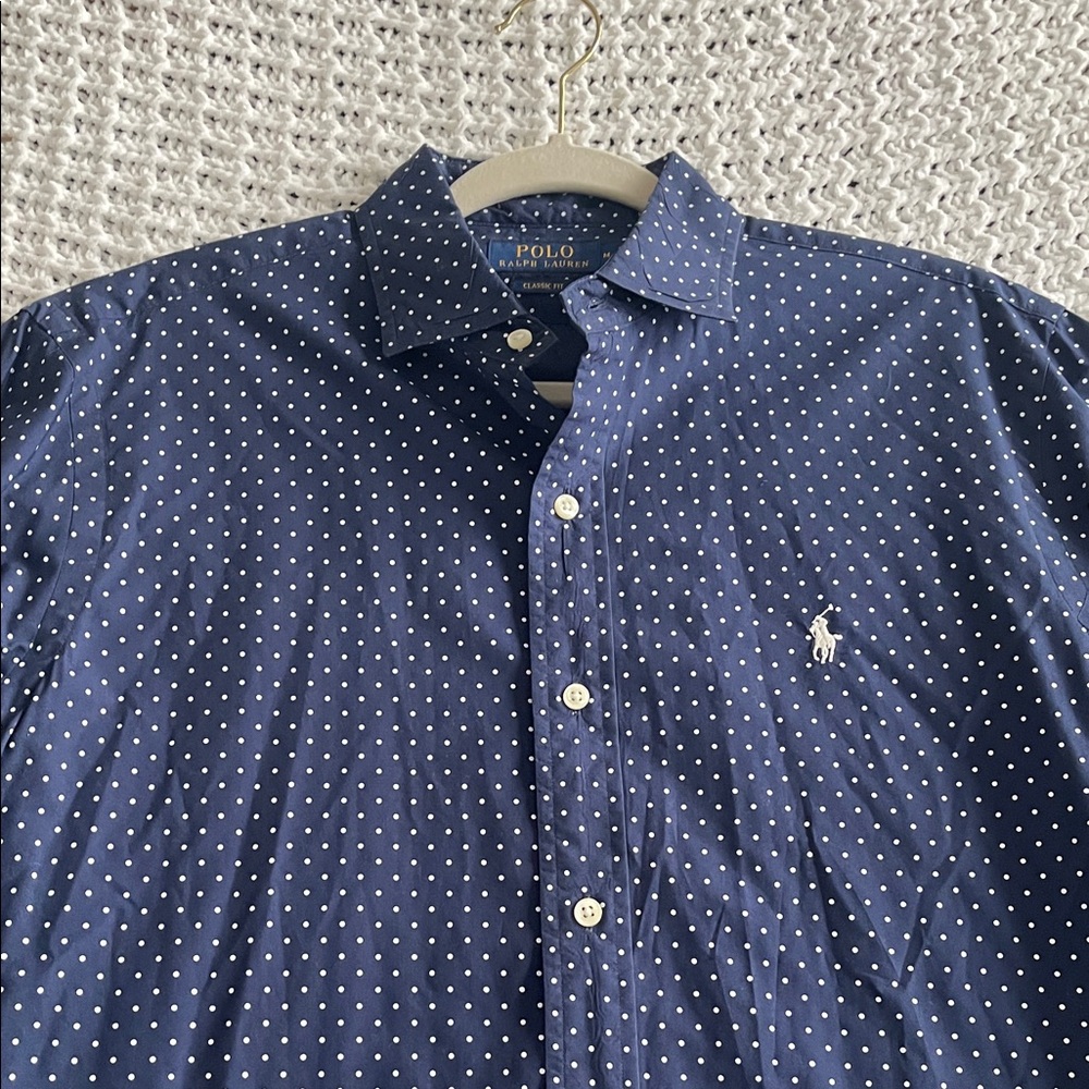 Polo by Ralph Lauren Men's Blue Polka Dot Shirt
